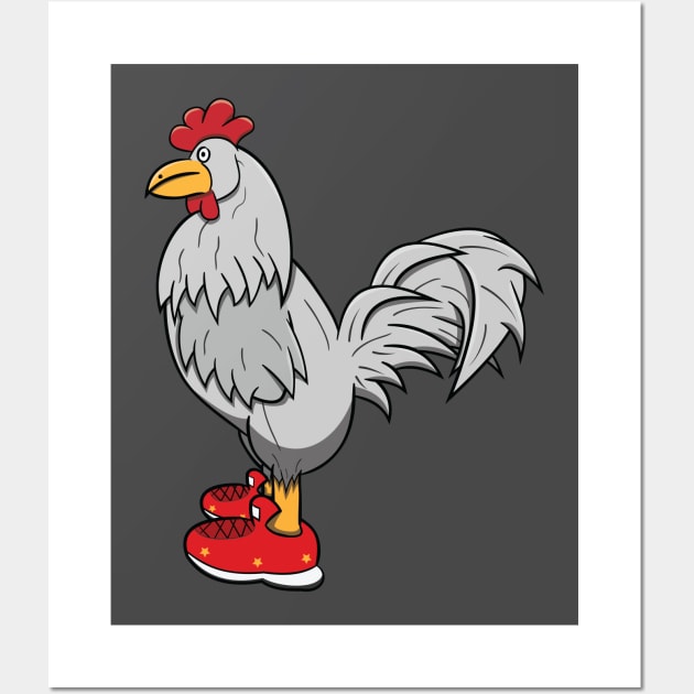 White Chicken With Shoes Wall Art by Dad n Son Designs